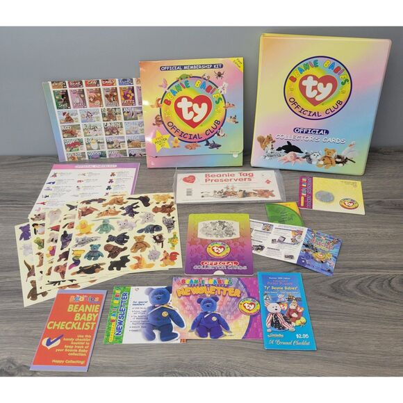 VTG 1999 Set of 126 Ty Beanie Babies Trading Cards Yellow Binder Membership Kit - Picture 1 of 15